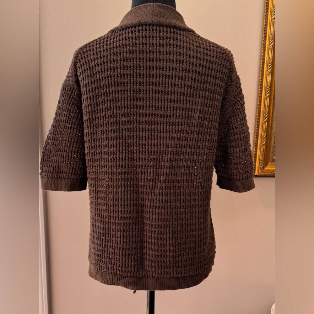 Josephine Chaus one button open weave ladies shrug‎ sweater size XL cotton brown - Picture 5 of 16